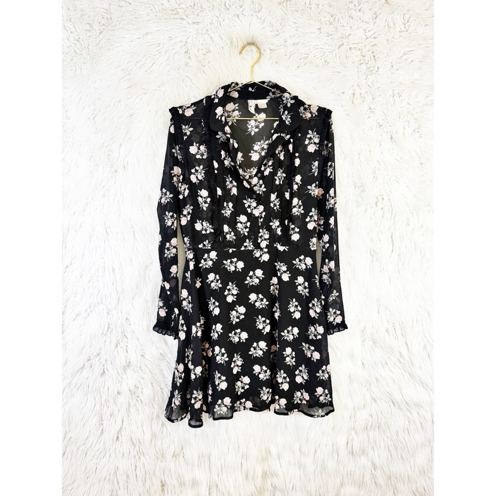 H&M Black Floral Long Sleeve Dress